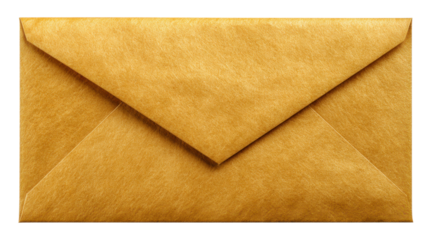 Brown textured envelope flap closed, mail, postal communication service, blank space for message with transparent background