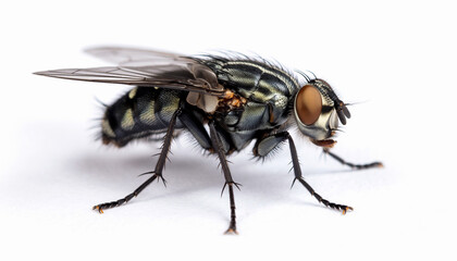 Macro Closeup of a Fly Isolated on a White Background