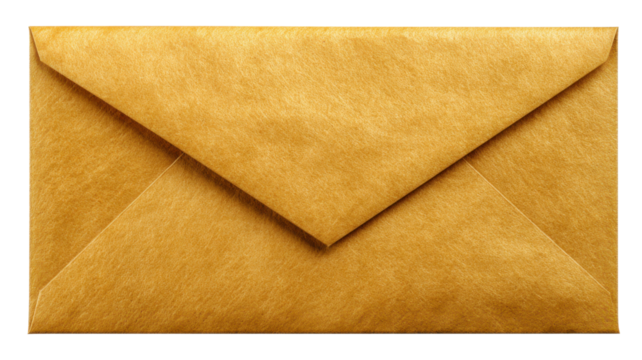 Brown textured envelope flap closed, mail, postal communication service, blank space for message with transparent background