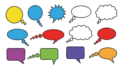 Fototapeta premium Colorful Speech Bubbles Collection - Diverse Shapes and Styles for Communication.