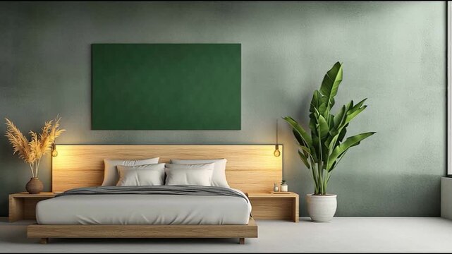 modern living room with green sofa