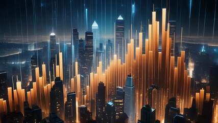 Futuristic city skyline glows at night, offering a dynamic view of urban innovation and technological advancement in a thriving metropolis - Powered by Adobe