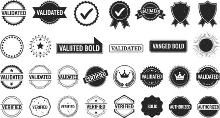 Collection of vintage and modern stamp and badge designs