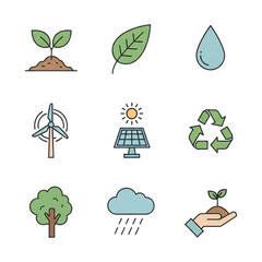 &ldquo;Ecology & Environment Icon Set &ndash; Clean Flat Line