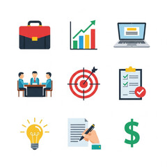 Business & Office Icon Set &ndash; Flat Color Vector