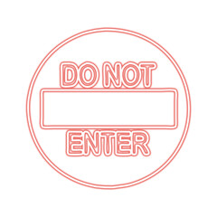 Glowing neon red do not enter sign isolated on transparent background