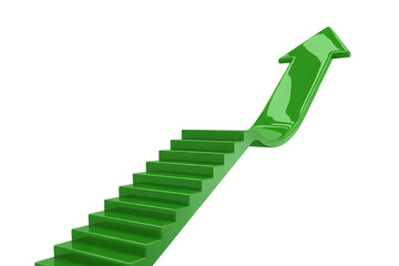 Green staircase arrow symbolizing growth and success