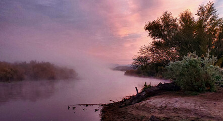 Salt River in Arizona on Misty Morning 