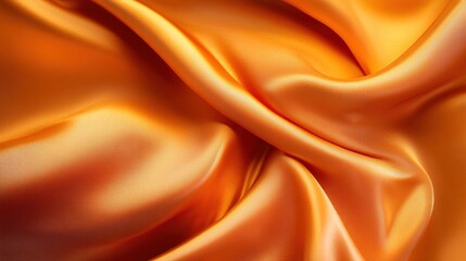 Fototapeta premium Flowing Orange Silk Fabric with Soft Folds and Warm Glow 