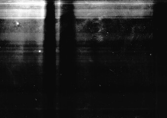 Grunge film background template. Distressed light leaks backdrop. Weathered film grain screen texture graphic element.