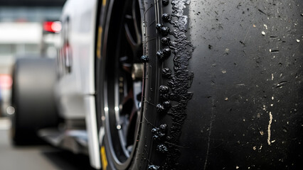 Naklejka premium Racing Car Slick Tire with Rubber Pickup Debris
