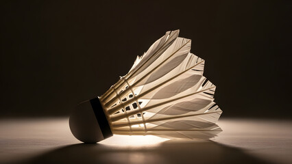 Silhouette of Badminton Shuttlecock with Backlight on Dark Background
