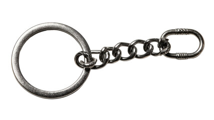 Metal keychain with keyring and chain links, perfect accessory for holding keys, transparent background element