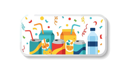 Cheerful Cartoon Drinks Collection Celebration of Refreshment and Fun