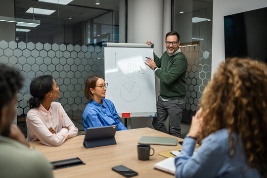 Diverse business team collaborating in a corporate meeting room - Powered by Adobe