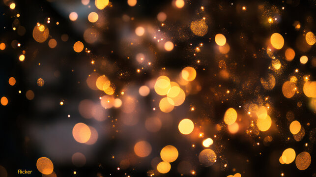 Abstract bokeh lights background with warm golden and orange tones
