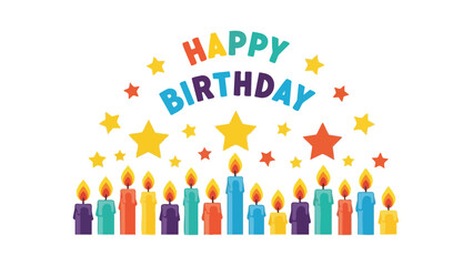 Festive Birthday Candles and Stars Illustration for Celebrations