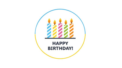 Cheerful Birthday Celebration Colorful Candles and Festive Wishes in a Simple Vector Design