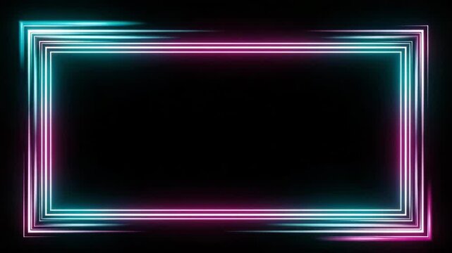 Rectangular Neon Frame With Pink And Cyan Glow Keywords: neon, frame, border, rectangle