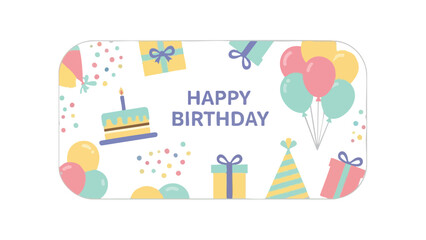 Festive Birthday Banner with Gifts and Balloons for Celebrations