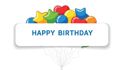 Happy Birthday Celebration with Colorful Balloons and Festive Wishes