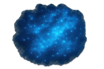 Cosmic nebula cloud creating an abstract galactic star field effect glowing with light on a transparent background