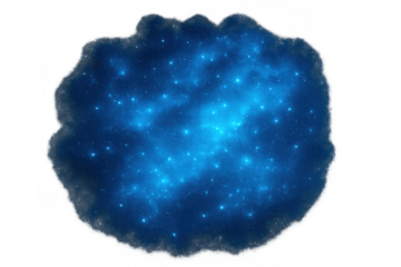 Cosmic nebula cloud creating an abstract galactic star field effect glowing with light on a transparent background