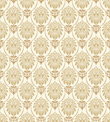 Seamless Damask Pattern  On Ivory Background 