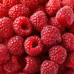 Close-up pile of raspberries arranged in a natural cluster, highlighting juicy texture, rich tones, and fine surface details. Ideal for nutrition content, fruit ads, and culinary designs.