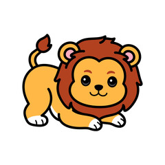 Cartoon Illustration of a Lion Stretching