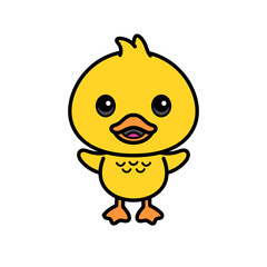 Cartoon Illustration of a Cute Little Duck