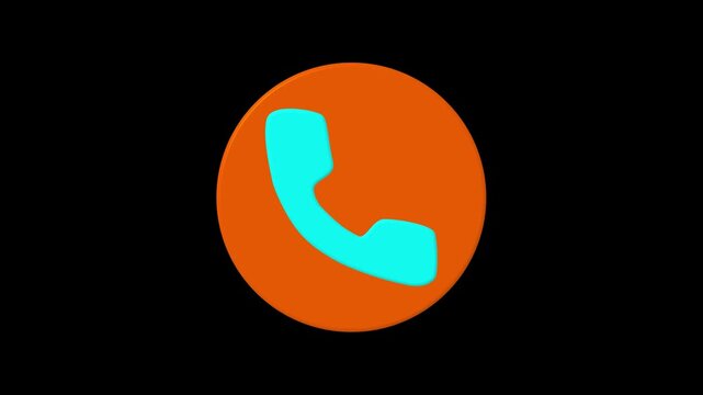 Glowing neon phone ring icon on a black background, featuring a vibrant incoming-call effect ideal for customer support visuals, tech interfaces, futuristic communication animations, and service alert