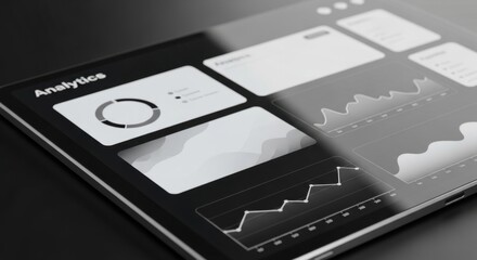 Modern Digital Analytics Dashboard on Tablet with Business Insights