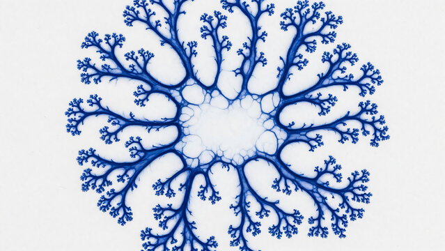 Blue Fractal Pattern on White Background