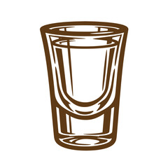 Simple outline of a shot glass filled with liquid illustrating a vintage sketch design