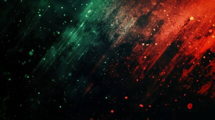 Abstract cosmic nebula with swirling red and green hues and scattered stars
