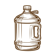 Vintage sketch of a large water bottle with handle and lid ready for refilling