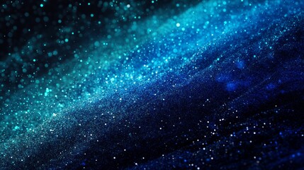 Naklejka premium Abstract cosmic nebula swirl of blue and teal hues with sparkling stars