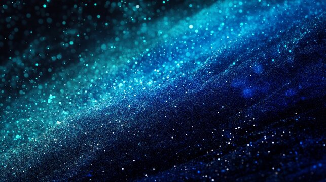 Abstract cosmic nebula swirl of blue and teal hues with sparkling stars - Powered by Adobe