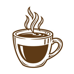 Vintage sketch of a steaming coffee cup representing comfort and morning enjoyment.