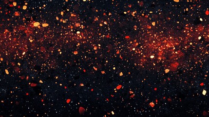 Abstract background of blurry red and orange bokeh lights on a dark canvas