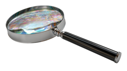 Magnifying glass offering clear vision for research, investigation, and precise analysis on transparent background