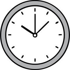 Simple Analog Clock Face With Black Hands On White Background Indicating Ten Oclock With Gray Bezel and Black Hour Markers