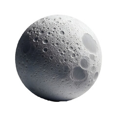 A spherical object resembling the moon with clear three-dimensional details, filled with deep craters and realistic shadows. An artistic design showcasing a fictional lunar surface with fine texture a
