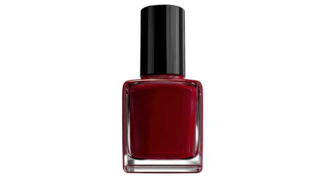 Red nail polish bottle for manicure and beauty. Cosmetic product for nail care with transparent background - Powered by Adobe