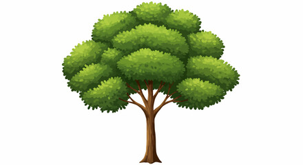 Isolated vector illustration of a lush green tree with a thick canopy and sturdy brown trunk, perfect for nature-themed designs and environmental projects.