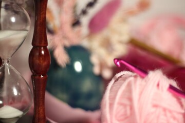 Hourglass flowers clew needle pink objects and details photo 