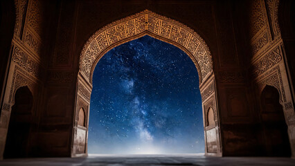 Architectural Archway Framing Night Sky