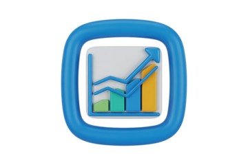 3d growth chart icon with upward trend arrow
