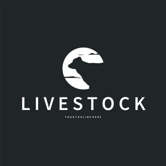 Cow logo simple design livestock and meat cutting, illustration design symbol and template for barand
